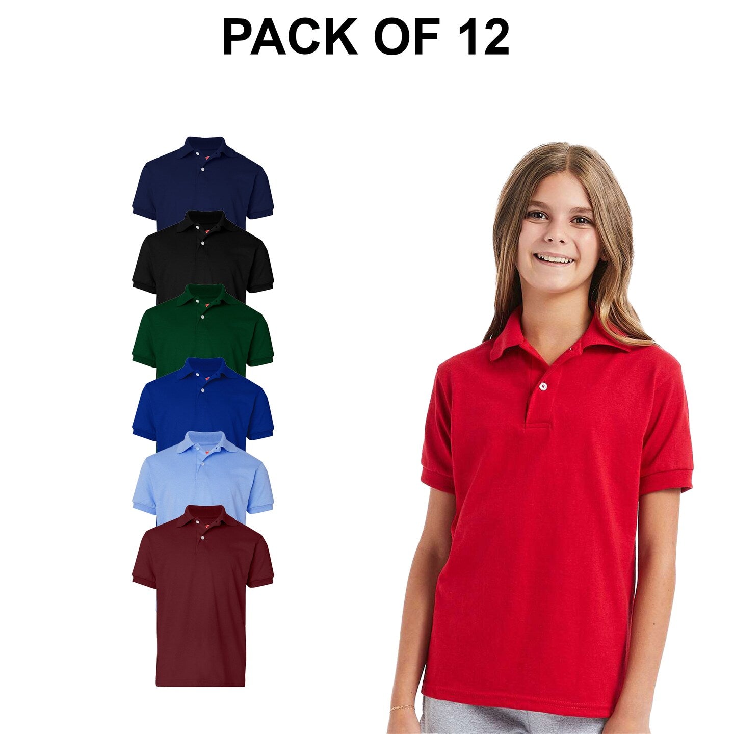 12 Packs Gildan® DryBlend Youth Jersey Polo